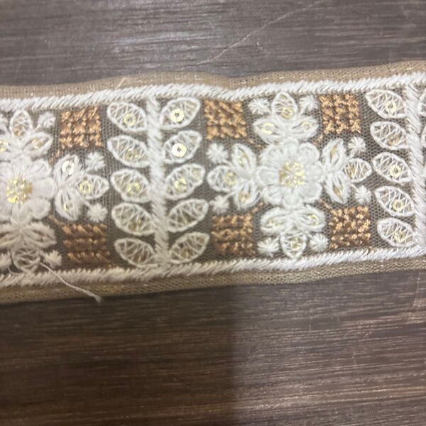 A6インド刺繍リボンブラウン50cm 1mまとめ割あり同梱歓迎ハンドメイド