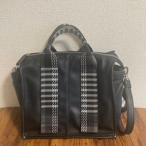 ear PAPILLONNER イアパピヨネ ワイドテープボストンバッグ 2way ブラック