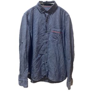 メンズシャツ 長袖シャツ 七分袖 メンズ ブルー