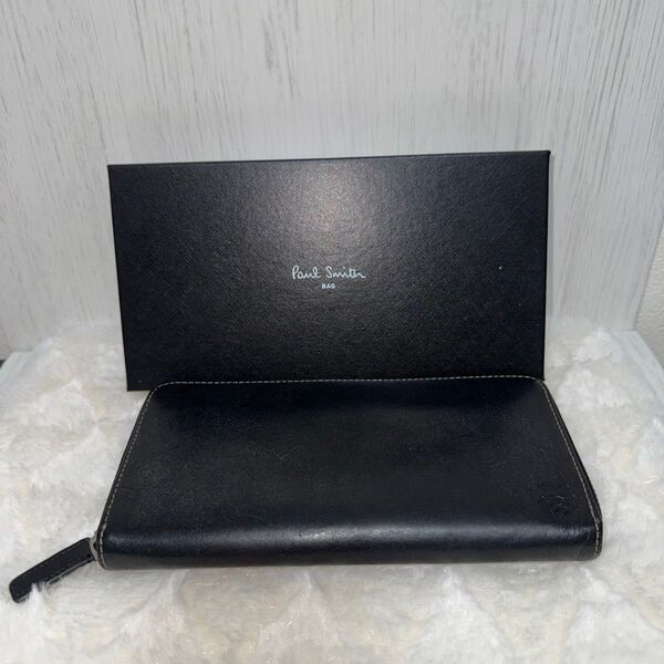 【美品・正規箱付き】Paul Smith 長財布 ブラック レザー