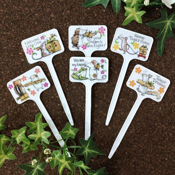 ガーデンピック(小動物 ねずみ)デコパージュ ペット 花柄 北欧雑貨 園芸雑貨