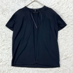 【美品】GUCCI グッチ 半袖 ウール カーディガン M ブラック 黒 革ヒモ 肩パット イタリア製