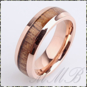 [RING] 14K 585 Rose Gold Plated WOOD wood grain sandwich Beautiful rose Gold 6mm ring 14 number [ free shipping ]