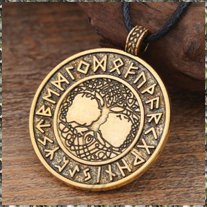 [PENDANT NECKLACE] Nordic Vikings Runes Amulet The Tree of Life 生命の木 バイキングメダル ペンダントネックレス 【送料無料】の画像3