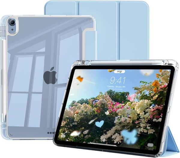 iPad 第11世代/第10世代 透明 ケース|ペン収納 オートウェイク 三つ折りスタンド 背面硬質アクリル