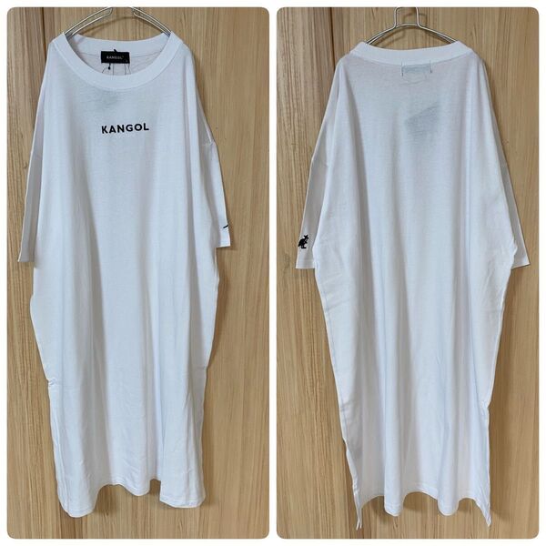 新品タグ付きロングワンピースL☆ゆったり☆大きいサイズ☆Tシャツ☆ホワイト☆大きめ☆BIGTシャツ☆ボリューム