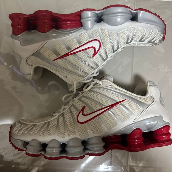 NIKE SHOX TL PLATINUM TINT WHITE-GYM RED ショックス TL 28cm ホワイト スニーカー