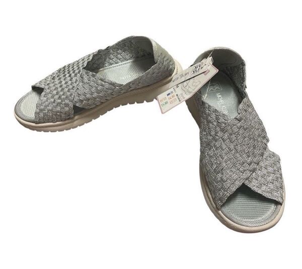 MK ミッシェルクラン MICHEL KLEIN メッシュサンダル シルバー 2WAY 軽量 ストレッチ 屈曲 23.5㎝