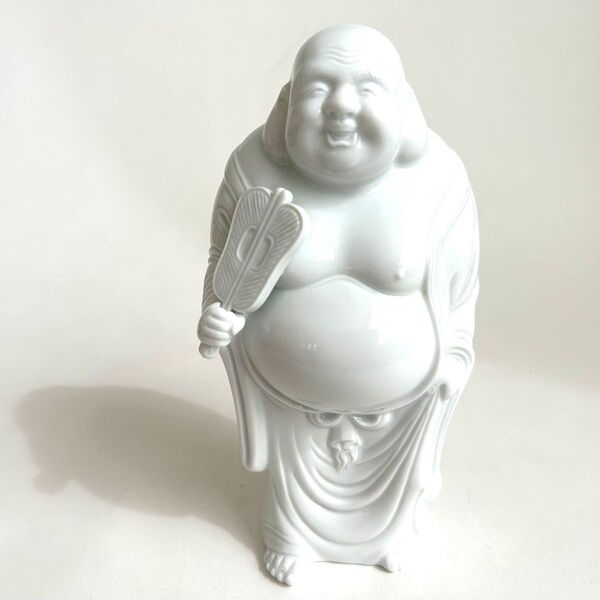 【美品】鍋島焼き 布袋様 七福神 縁起 置物 仏像 磁器大吾作 木箱入り