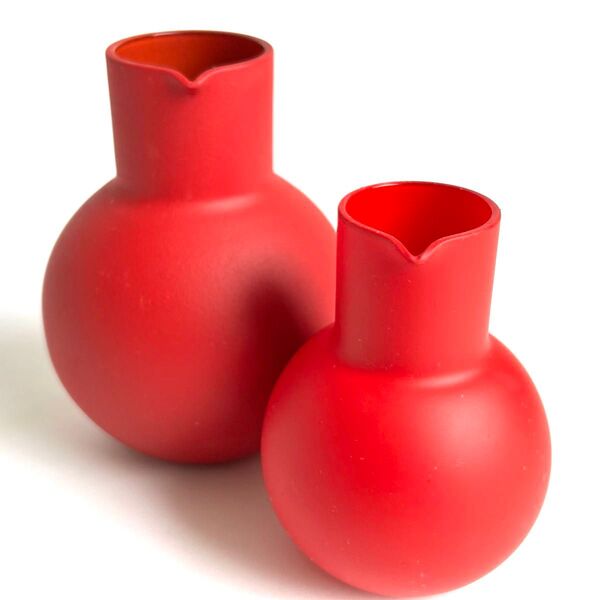 【美品】赤 一輪挿し フラワーベース 花瓶 花器 スガハラ ガラス インテリア 大 小 2点セット