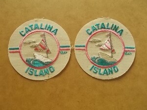 【2枚セット】80sサンタカタリナ島カリフォルニアCATALINA ISLANDアメリカ刺繍ワッペン/カモメ アップリケ旅行ヨット海サンペドロ海峡 447