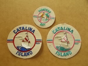 【3枚セット】80s カタリナ島カリフォルニア モンテゴ・ベイ 刺繍ワッペン/アップリケ ジャマイカ オウム アメリカ カモメ旅行ヨット海 447