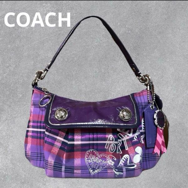希少【美品】COACH poppy チェック柄 2wayショルダーバッグ y2k グランジ 平成 海外人気