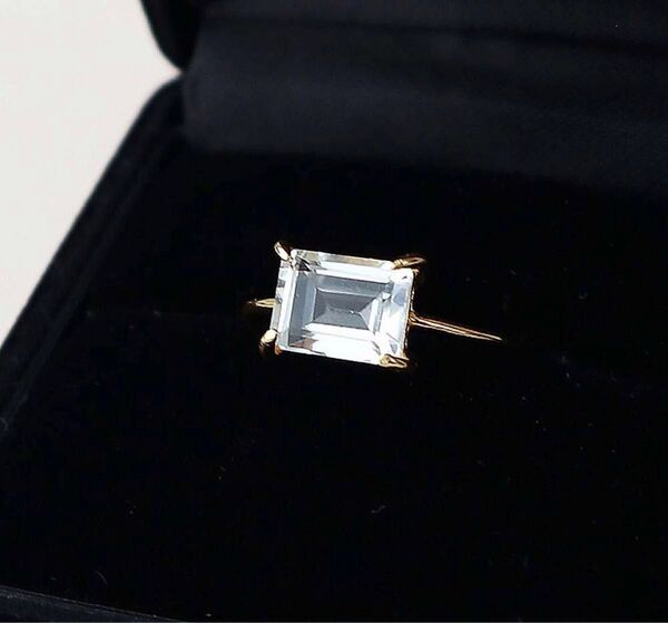 【11月誕生石】 ホワイトトパーズ スクエアファセットカット 約8×6mm / Silver925製 フリーサイズ リング 指輪