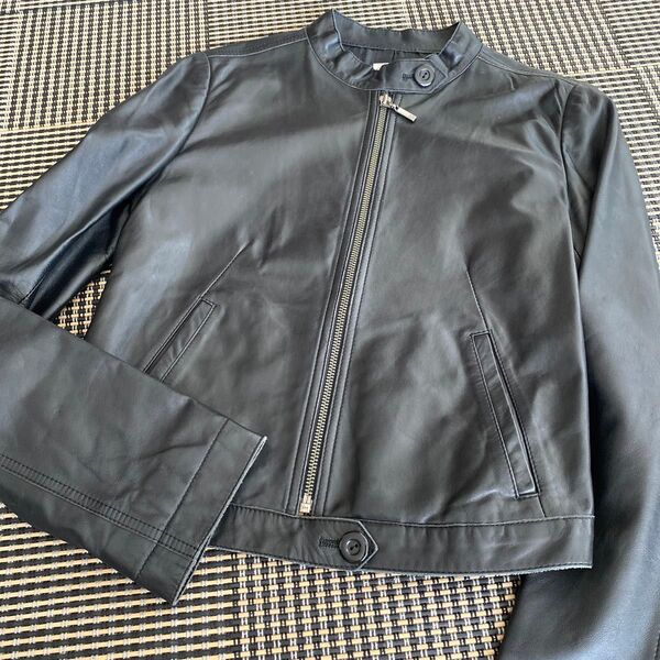 MICHEL KLEIN レザージャケット ライダースジャケット 革ジャン 黒 ブラック 羊皮 38 M