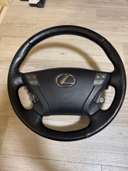 希少SZ!パドル付き!中期! LS460 LS600h USF40 UVF46 LS 純正 黒 革 ステアリング ハンドル