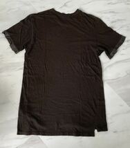 美品 希少 LANVIN 袖シルク 装飾 Vネック Tシャツ S チャコール ブラウン ランバン メンズ 春夏 最高級 コットン インド製 国内正規品_画像3