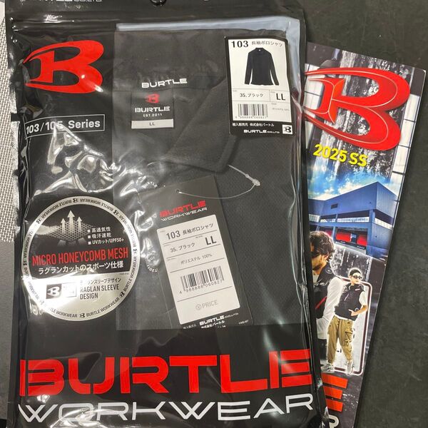 BURTLE バートル 長袖ポロシャツ 春夏用 103 35 ブラック LL