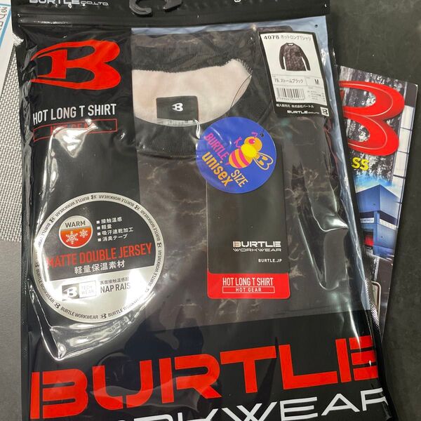 BURTLE バートル 4078 長袖 接触温感 秋冬 消臭 長袖 ホットロング Tシャツ 起毛 トレーナー 作業服 作業着M軽量