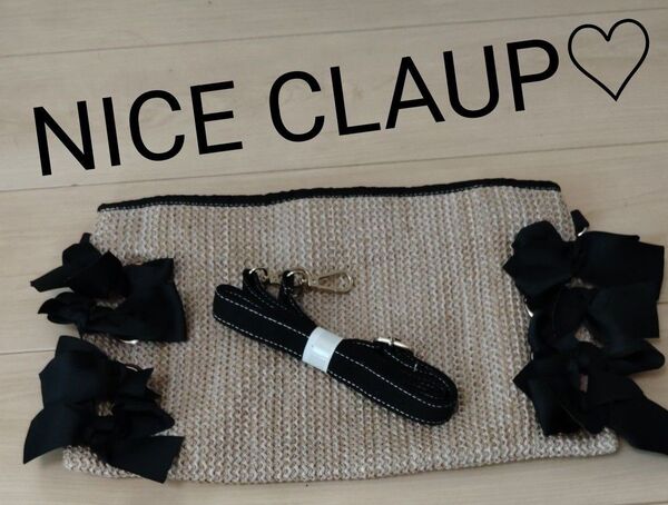 大幅値下げ!NICE CLAUP ナイスクラップ リボンクラッチバック ミニバック ショルダーバッグ 2way