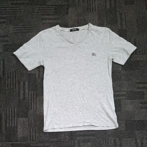 【中古ブランド洋服】BURBERRY BLACK LABEL バーバリーブラックレーベル メンズV ネック半袖T シャツ グレー