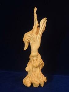 出品者作 オリジナル 木彫刻 アート『 散華 』 トルソ 裸婦 芸術 アート 女性 ハンドメイド 松 手彫り 彫刻　花