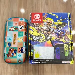 【美品 付属品完備】Nintendo Switch 有機ELモデル スプラトゥーン3 エディション 本体 どうぶつの森ケース付き
