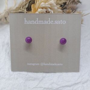 【399】5mm+α小粒レジンピアス(樹脂ポストピアス)パープル