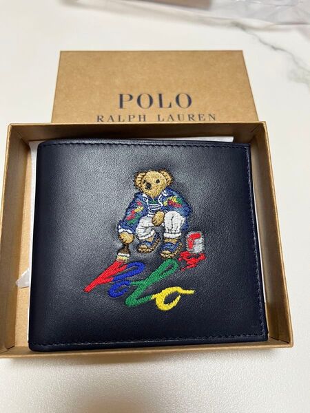 ラスト1 新品 ポロラルフローレン ポロ ベア 財布 二つ折り ウォレット ラルフローレン ブラック 黒