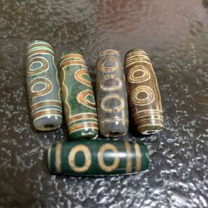 「2805」五眼天珠 不運・災難・不幸を防ぎ福運・知恵を得る 約10*30mm 5個 ビーズ パワーストーン ハンドメイド素材