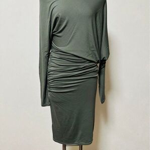 美品【マルシアノ / MARCIANO & ゲス / Guess】ワンピース カーキ オリーブグリーン ドレープ サイドギャザー