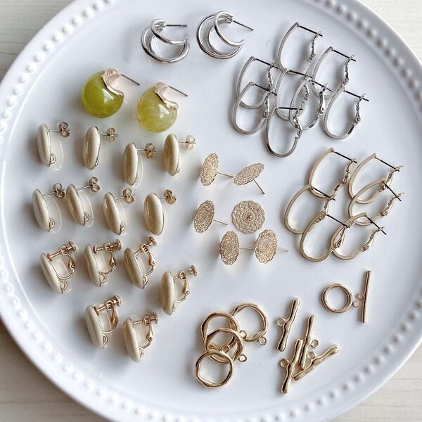 C まとめ売り ハンドメイド アクセサリー パーツ チャーム ビーズ 素材 ピアス イヤリング カボション