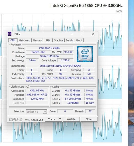 正常動作品 Xeon e-2186G