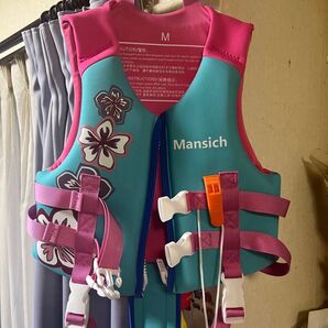 Mansich ライフジャケット Mサイズ ピンク×水色