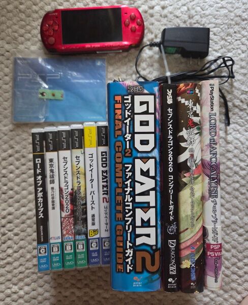 赤色 PSP 本体 + ゲームソフト6本