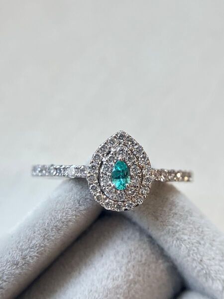 パライバトルマリン リング プラチナ pt950 0.03ct 0.30ct 天然ダイヤモンド 12号