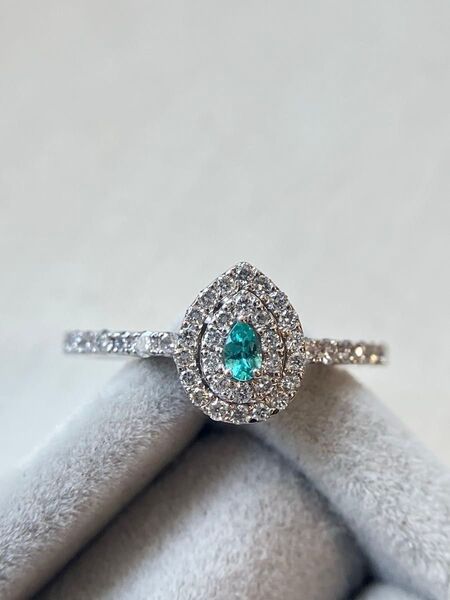 パライバトルマリン リング プラチナ pt950 0.03ct 0.30ct 天然ダイヤモンド 12号