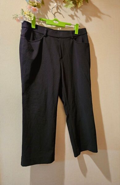 大きいサイズ 麻布プロバドール ストレッチ クロップドパンツ LL ブラック