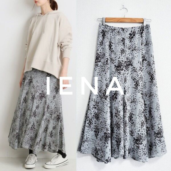 新品タグ付き IENA 楊柳プリントマーメイドスカート グレー 36