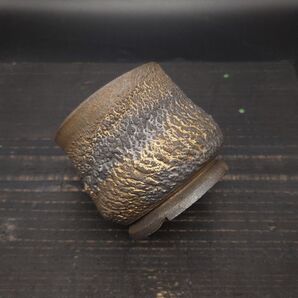 IH13r CELECTオリジナル 裂紋 Retsumon POT 作家鉢 陶器鉢 盆栽鉢 金色釉薬 アガベ 塊根植物 パキプス