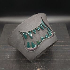 YM70W CELECTオリジナル MONSTER StudsPOT 緑歯 モンスター鉢 作家鉢 塊根植物 灌木 約4号 盆栽鉢