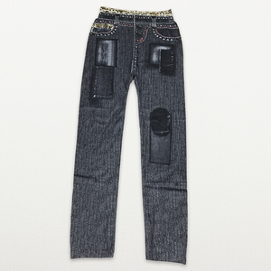 【開封済新品】レディス/デニム柄スパッツ/ブラック/Lu192_BQ035