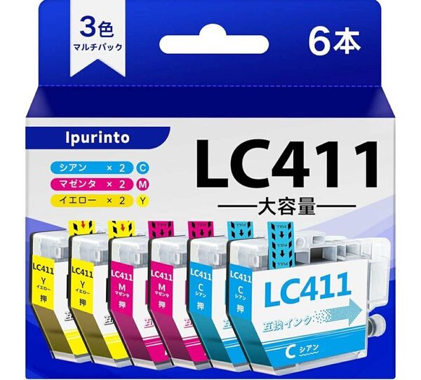 LC411 インク ブラザー 用 LC411-4PK 互換インク 番号区別不要 LC411 LC411BK 大容量タイプ