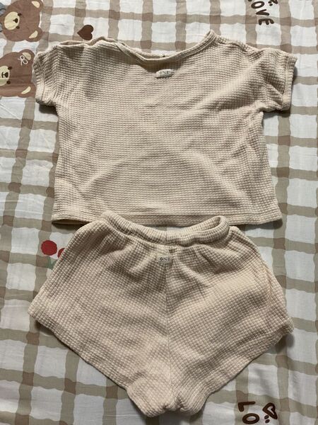 Organic zoo Ceramic White Waffle オーガニックズー 6-12M ワッフル生地 Tシャツ パンツ