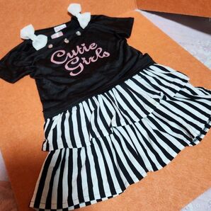 Cutie Girls 半袖ストライプワンピース セットアップ 130cm