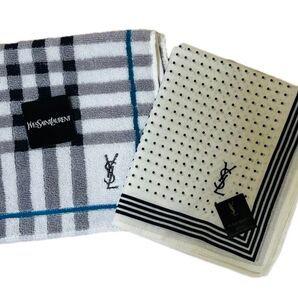 YSL ハンカチ2点セット チェック ドット