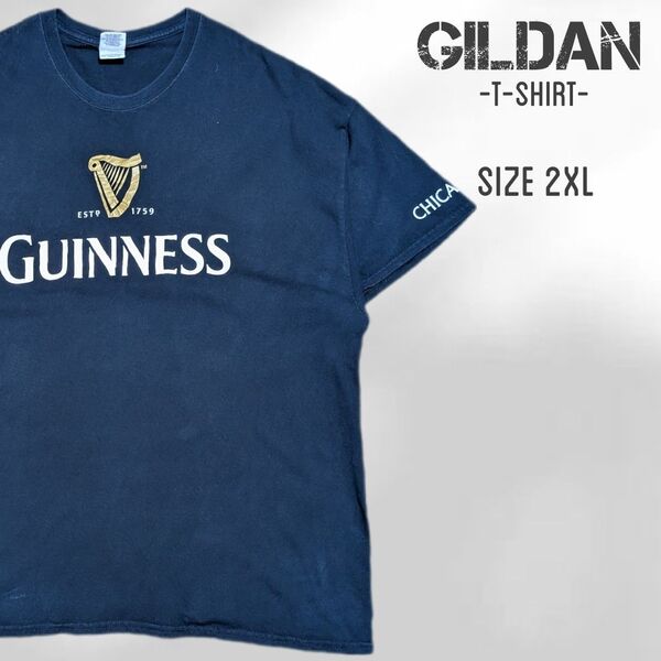 GILDAN ギルダン ギネスビール シカゴ Tシャツ 半袖Tシャツ 2XL 黒 ビッグサイズ GUINNESS