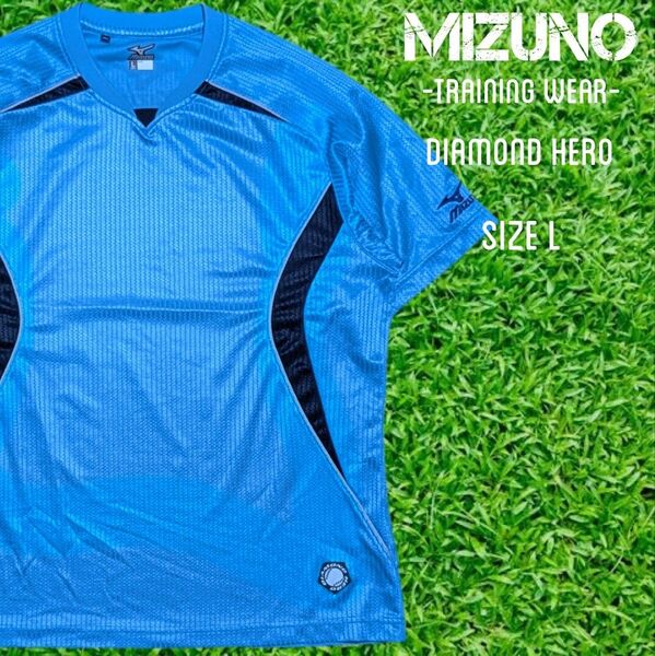 MIZUNO ミズノ 野球 半袖 練習着 トレーニングウェア L ブルー ベースボールTシャツ 野球ウェア