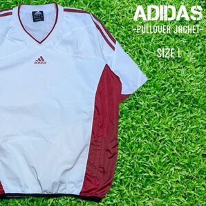 adidas アディダス 野球 半袖 プルオーバージャケット L ホワイト ウインドブレーカー ピステ ジャケット
