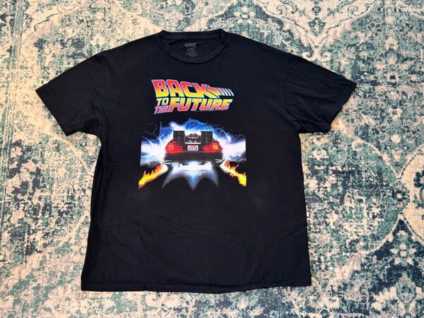 BACK TO THE FUTURE バックトゥザフューチャー デロリアン Tシャツ 中古品 XLサイズ ブラック 黒
